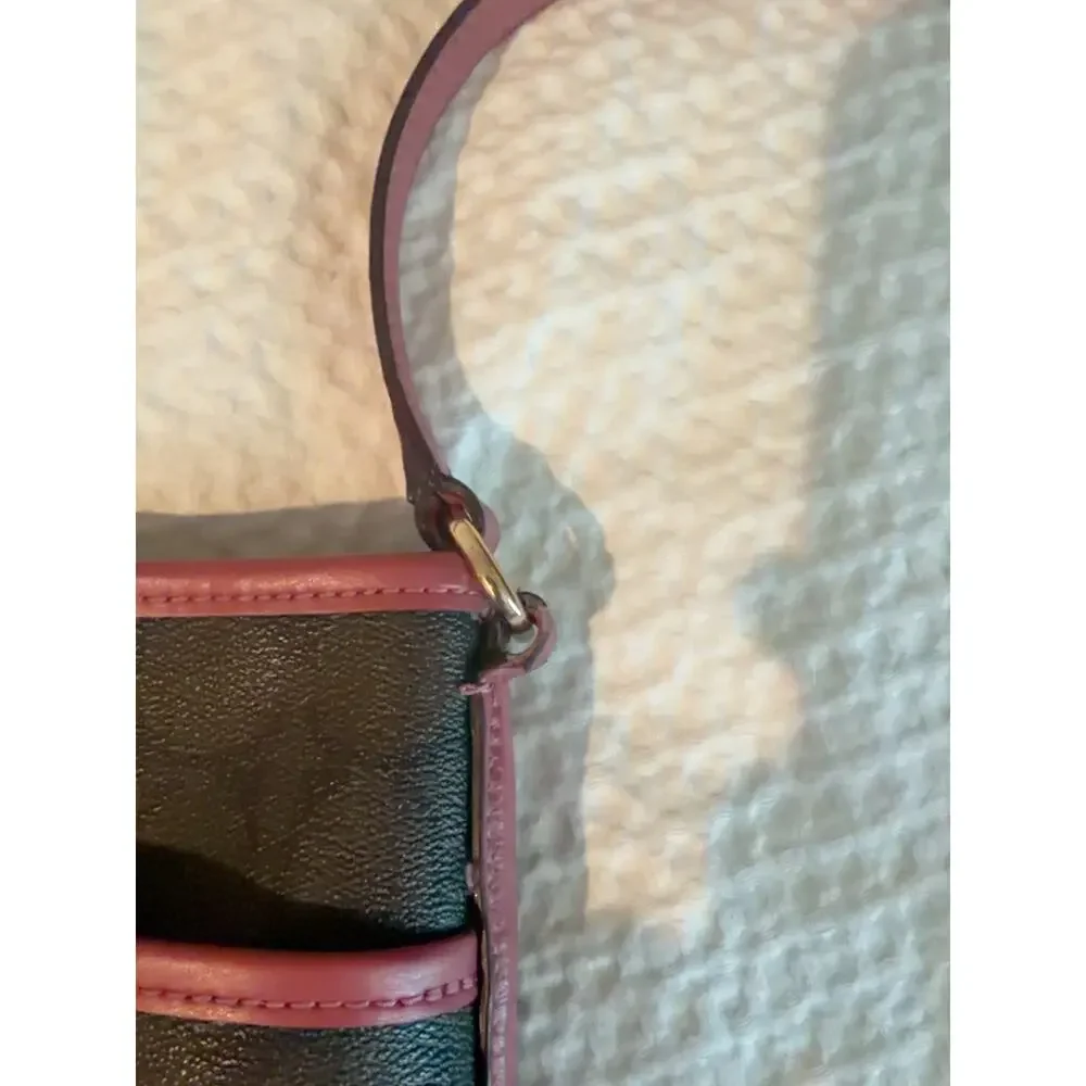 Coach Signature File Crossbody Bag Brown Pink